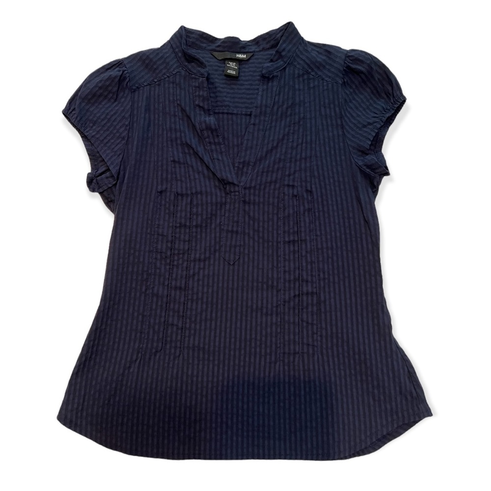 H&M Navy and Black Striped Blouse, Size US10